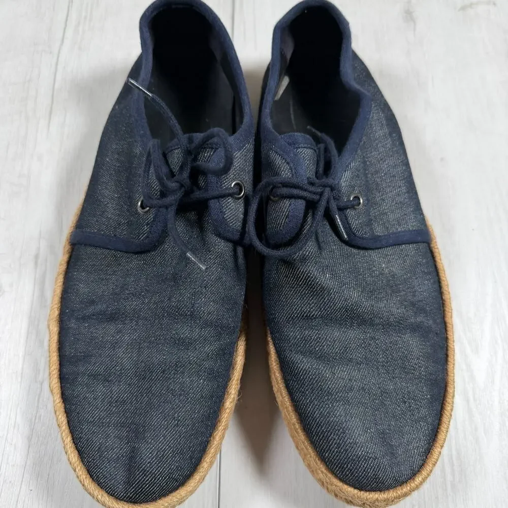 BURBERRY Mens Euro 43/ US 10 Navy Blue Denim Espadrille Laced Shoes Travel - Picture 3 of 10